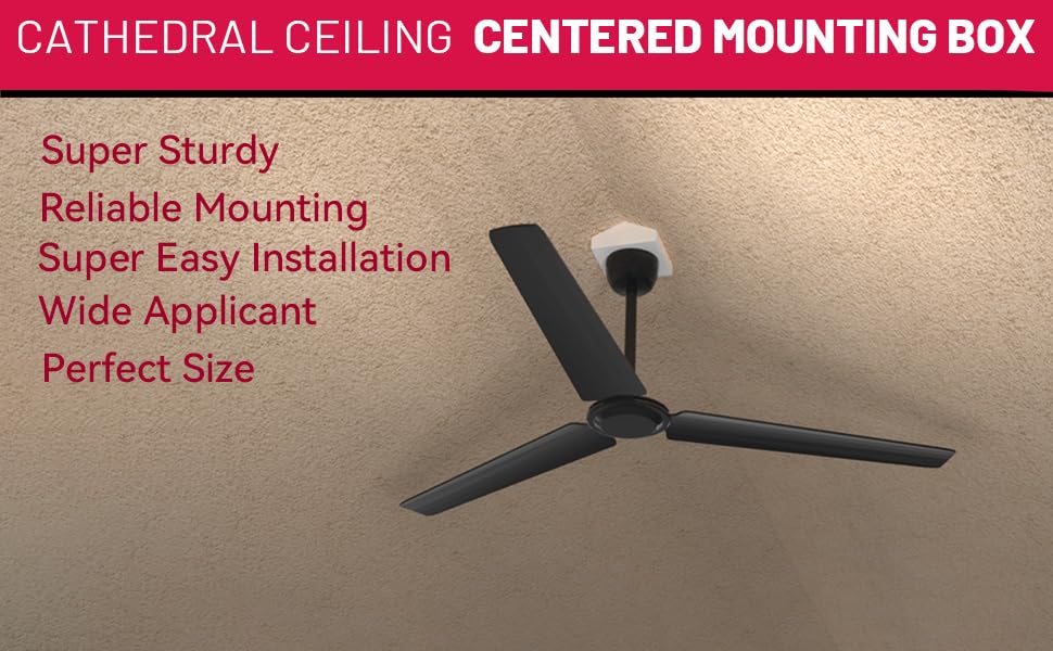 FB900-1 Cathedral Ceiling Fan Angle Mount Box, Mounting Bracket Kit, Fits Angles of 80 or Up, White, 1 Pack