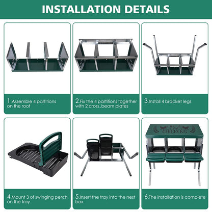 Tgeyd Nesting Boxes - 3 Holes for Laying Eggs - Chicken Brooder Box with Perch - Coops for 3 Up to 12 Chickens - size: 3 Holes