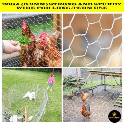 Chicken Wire 18 in x 150 FT x 2” Mesh x 20GA | Poultry Wire Netting | Hot Dipped Galvanised | Hexagonal Galvanized Mesh for Chicken Coop, Rabbit Cage, Fence Barrier PM18x150x2 - style: 18 in x 150 FT x 2 in