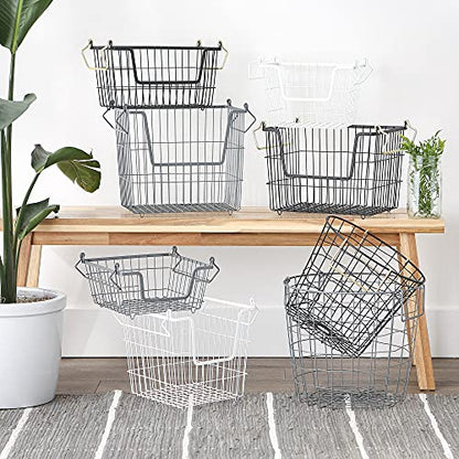 DII Metal Wire Mesh Stackable Utility Storage Bin, Small, 11x11x6", Black - color: Black, size: 11 x 11 x 6 inches