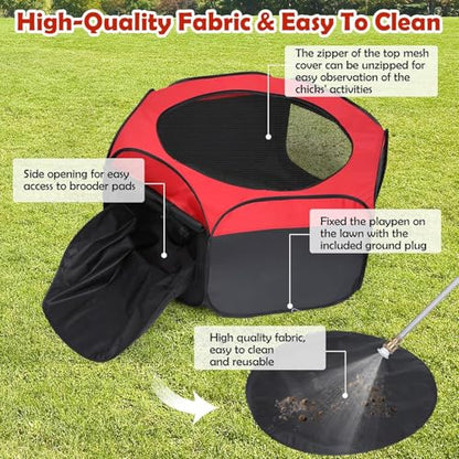 Chicken Brooder Box Double Door Playpen, Baby Chick Duck Quail Starter Kit, 15 Bird Capacity