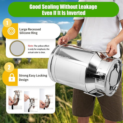 30-Liter/8-Gallon Milk Can, 304 Stainless Steel Milk Jug, Heavy-Duty Milk Transport Can with Sealed Lid, Bucket with Faucet, Heavy-Duty Container for Milk and Wine (30L) - size: 30L