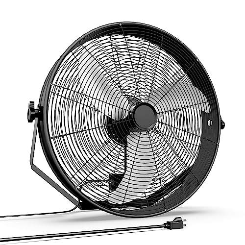 Simple Deluxe 18 Inch High Velocity Wall Mount Fan with Rack, 3 Speed Industrial/Commercial Metal Ventilation Fan, Black - size: 18 Inch, style: 1 Pack