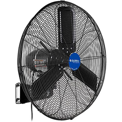Global Industrial 24" Outdoor-Rated Oscillating Wall-Mount Fan, 2 Speeds, 7700 CFM, 3/10 HP, Black Powder Coat Finish, For Commercial & Industrial Use
