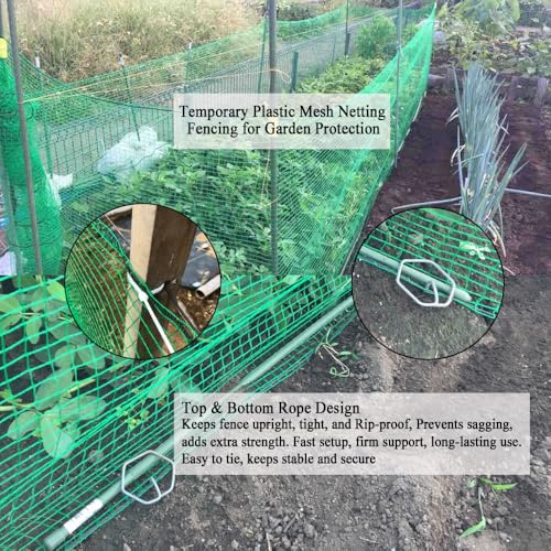 Plastic Garden Fence 5x65 FT Deer Fence Netting, Temporary Mesh Fencing Animal Barrier for Deer, Chicken, Poultry, Pet, Wildlife, Garden Bird Netting for Plant Fruit Tree Vegetable Protection - size: 5x65 FT
