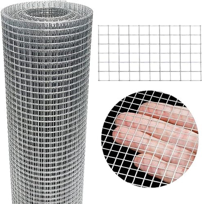 Hardware Cloth 8'' x 10' 1/4 in Galvanized Wire Mesh Roll (23 GA) Chicken Wire Fence Roll for Chicken Pen/coop Fences, Screen mesh, Rabbit/Snake Fences, Poultry enclosures, Handicraft Making, etc. - size: 8In x 10Ft
