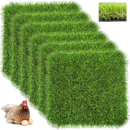 6 Pack Washable Chicken Nesting Box Pads for Laying Eggs, Artificial Grass Nesting Pads for Chicken Coop, Nesting Box Liners Bedding for Hen Lawn Indoor Outdoor - 12"x12"1.2"
