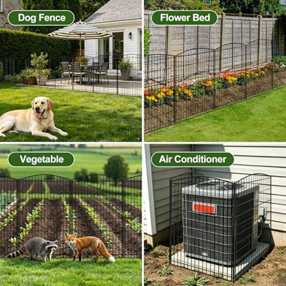 INJOPEXI Decorative Garden Fence 12 Panels 26ft (L)×42in (H) Garden Fences with 12 Panels Rustproof Wire No Dig Rabbit Animal Barrier Fencing Rabbit Dog Fence for Yard Patio Outdoor - Without Gate - size: 12 Panels 26ft(L)-42"(H) - Without Gate