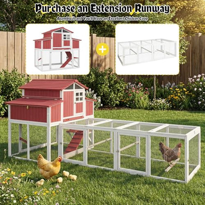 Large Chicken Coop with 4 Nesting Boxes for 4-6 Hens, Wooden Outdoor Hen House Chicken Tractor with Pull-Out Tray, 3 Perches, Expandable Backyard Chicken Run - size: 53.0"L x 35.0"W x 53.0"H