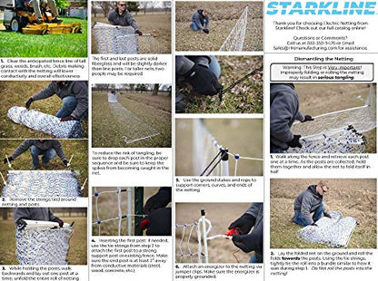Starkline 48" x 82' Premium Electric Poultry Netting Solar Kit | White/Blue All-in-One Solar Electric Fence Kit for Backyards, Homesteads, Farms, and Ranches