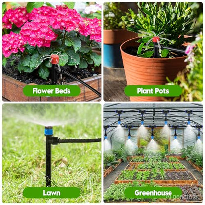 240FT Drip Irrigation System Kit Quick-Connect, Automatic Garden Watering System for Raised Garden Beds, Greenhouse, Yard, Lawn, Plant with 1/2 inch Hose 1/4 inch Distribution Tubing and Accessories - size: 40FT Main tube+200FT 1/4'' tube