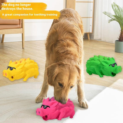Dog Latex Pig Toy, Large Squeaky Design with Textured Back for Chewing, Training, and Floating Play (Green) - color: Green