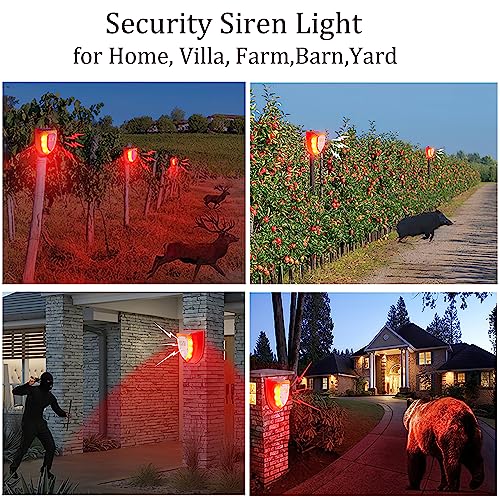 Solar Motion Sensor Alarm Outdoor: Solar Security Alarm Lights with Dog Barking & Gunshot Sound, 129db Loud Noise Maker, Strobe Light Warning Lamp with USB Cable, for Home, Villa,Farm,Barn,Yard