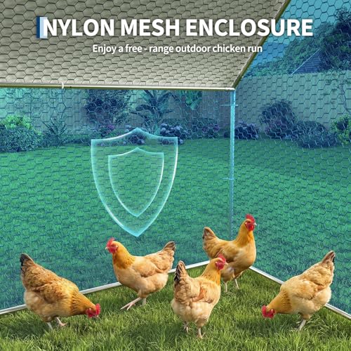 Garvee Chicken Coop, Chicken Run 6.56 x 9.84 x 6.56 ft for 6/10 Chickens, Outdoor Walk in Poultry Cage with Anti-UV Cover and Waterproof - size: 78.7"L x 118.1"W x 78.7"H