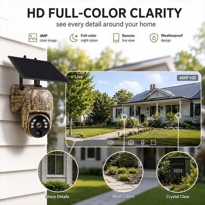 4G LTE Cellular Trail Camera with Built-in SIM Card, Solar Powered Game Camera, 4MP Ultra HD 360° Live Streaming, Motion Activated Trail Cam with IR & White LED Night Vision, IP66 Waterproof (1pc) - color: 1pc