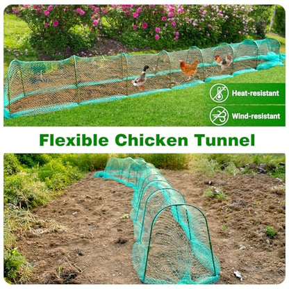 UNIFAMILY Flexible Chicken Tunnels 354 ×31 Inch, Chicken Coop Run, Chicken Tunnel for Yard Outside, Easy Installation Chicken Tunnel Runs Suitable for Chickens, Duck, Rabbit, green