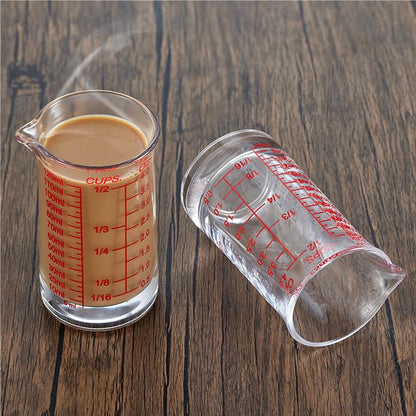 Ackers 4oz Glass Measuring Cup – Shot Glass with Ounce,Ml,Cups Markings for Kitchen & Bar(Red Line) - color: Red(Single)