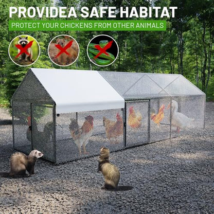 NUGRIART Metal Chicken Coop 157"×40"×40" Chicken Run with Waterproof Cover Portable Poultry Cage Walk in Hen House Outdoor Backyard Farm Animal Enclosure Crate Pet Playpen Exercise Pen for Rabbit Duck - size: 157.0"L x 40.0"W x 40.0"H