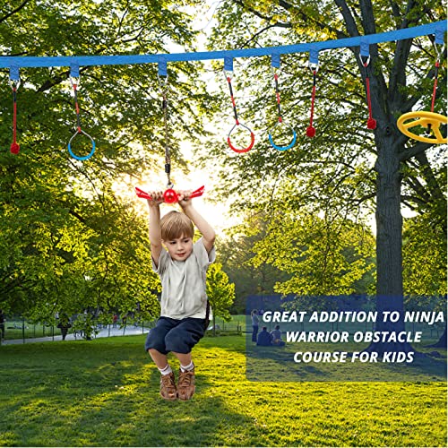 Ninja-Twister Swing Spins Set: Slackline Attachments - 360° Handle Twist-Spin Flips Toy Activate Ninja Powers Warrior Accessories Kids Hang Toys for Playground Backyard, Red - color: Red