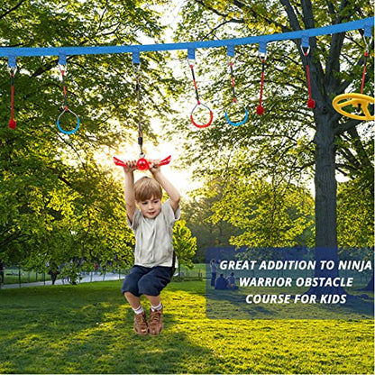Ninja-Twister Swing Spins Set: Slackline Attachments - 360° Handle Twist-Spin Flips Toy Activate Ninja Powers Warrior Accessories Kids Hang Toys for Playground Backyard, Red - color: Red