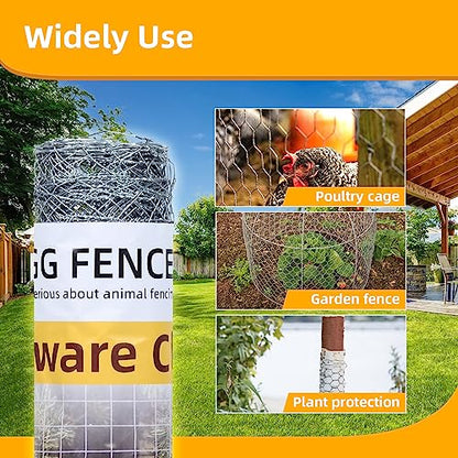 Chicken Wire Mesh 13.7in x 236in Hexagonal Poultry Wire Netting | Galvanized Hardware Cloth, Garden Fence Barrier Mesh, for Pet Rabbit Garden Chicken Wire Fencing - size: 13.7" x 236" 1inch