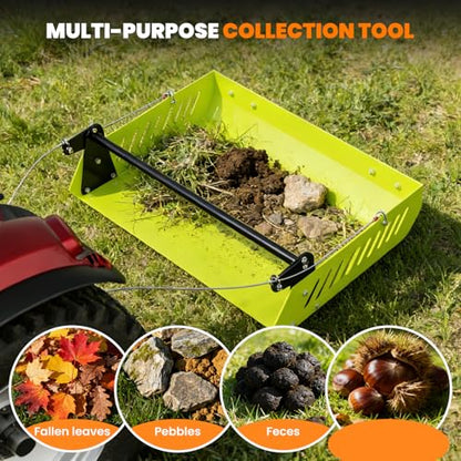 2-in-1 Mini Horse Paddock Cleaner with Tow-Behind Trailer, Heavy Duty Manure Fork & Scoop, Efficient Pasture Sweeper & Manure Collector for Easy Yard Cleanup
