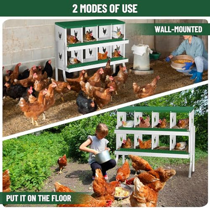 Chicken Nesting Box, 8-Hole Nesting Boxes with Bracket Legs, Removable Tray, Ventilation Holes, Easy Egg Collection & Cleaning, Laying Boxes for Hens,Green - color: Green, size: 42.7"L x 16.9"W x 26.6"H