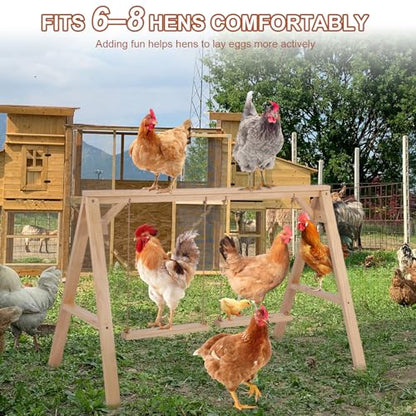 Pine Wood Chicken Roosting Bars with 2 Swings for 6–8 Chickens | Natural Perching Comfort; Active Play Enrichment; Weather-Resistant Construction; Coop-Friendly Design