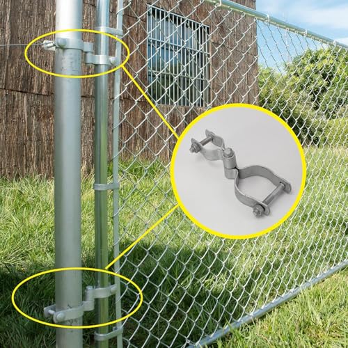 2 Pack 1-3/8" x 2-3/8" Chain Link Fence Gate Hinge Kit, Galvanized Steel Gate Hinges, Heavy Duty with 2 PCS 1-3/8" Frame Hinge and 2 PCS 2-3/8" Post Hinge, Bolts & Nuts Included