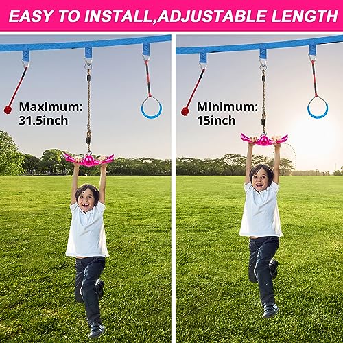 YAMIPROBI Ninja-Twister Swing Spins Set: Slackline Attachments - 360° Handle Twist-Spin Flips Toy Activate Ninja Powers - Ninja Warrior Accessories - Kids Ninja Hang Toys for Playground Backyard,Pink - color: Pink
