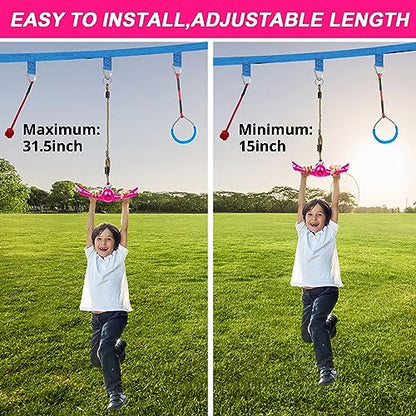 YAMIPROBI Ninja-Twister Swing Spins Set: Slackline Attachments - 360° Handle Twist-Spin Flips Toy Activate Ninja Powers - Ninja Warrior Accessories - Kids Ninja Hang Toys for Playground Backyard,Pink - color: Pink