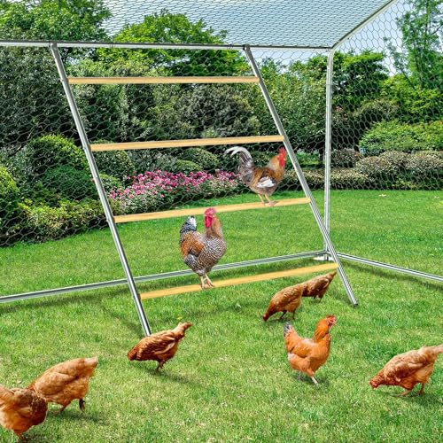 YUMEKA 55" Large Chicken Roosting Bars for Coop, Sturdy Metal Chicken Perch Ladder, Wood Roosting Stand for Hens & Roosters, Chicken Run Accessories & Toys for Backyard Poultry