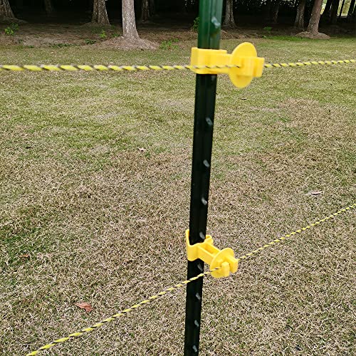 25PCS Electric Fence Insulators for T-Post, Snap-on Extended Insulators, Yellow - color: Yellow