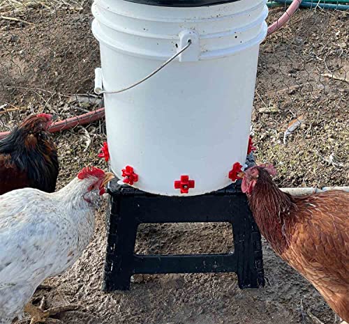 Noble Nest 360° Poultry Waterer (5 Gallon, 8 Nipples, add on Water Stand Available) - color: Add Black Waterer Stand, size: 8 Nipple, 360° Waterer