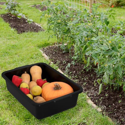 23 L Large Commercial Bus Bin, 4 Pack Plastic Restaurant Dish Tub, Black - size: 23 L