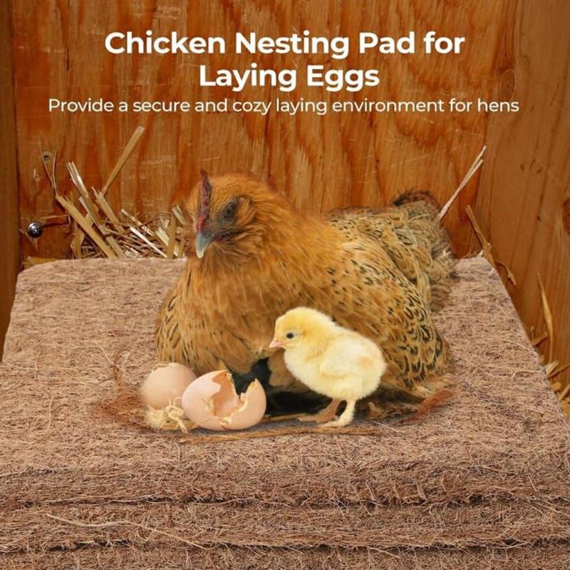 6 Pack Chicken Nesting Pads for Chicken Coop Accessories – 12"x12" Reusable Washable Bedding Mats, Organic Bird Nest Liner for Hens, Rabbits & Nesting Boxes