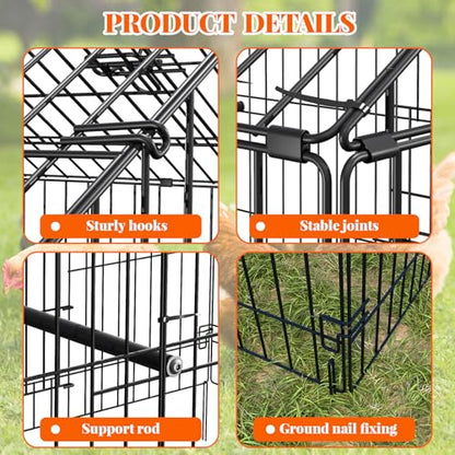 Large Metal Chicken Coop,86" x40x40 Heavy Duty Walk-in Chicken Runs with Waterproof and Anti-Uv Cover,Portable Poultry Cage Hen House Outdoor Backyard Farm Playpen Exercise Pen for Rabbit Duck - size: 86"L x 40"W x 40"H