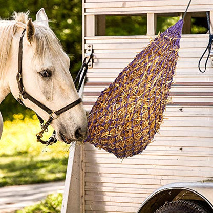 Majestic Ally 2 pcs Ultra Slow Feed 1.5"x1.5" Holes 40” Hay Net for Horses and livestocks (Purple) - color: Purple