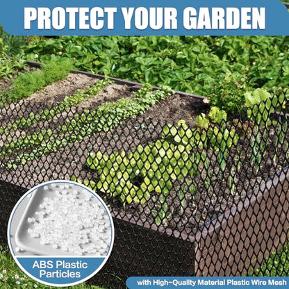Plastic Pet & Garden Fence - Black 15.7in X 50ft Roll Multi-Use Decorative Chicken Wire Fencing for Poultry, Gardening & Animal Barriers - size: 15.7"X50'-1/3"OPENING