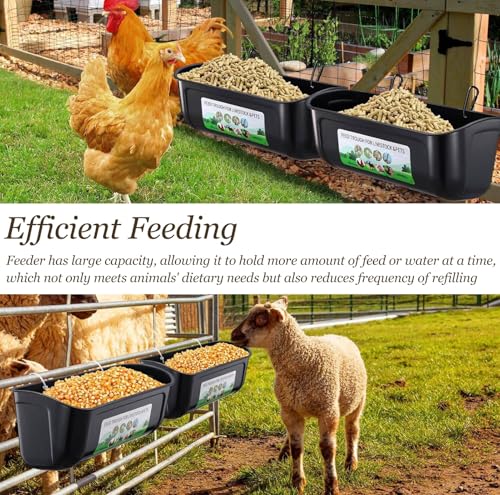 Plastic Feed Trough for Chicken/Sheep/Pig/Duck/Dog, Hanging or Screw-in Fence Feeder, Thickened Scratch-resistant Poultry Water Trough(Green) - color: Green