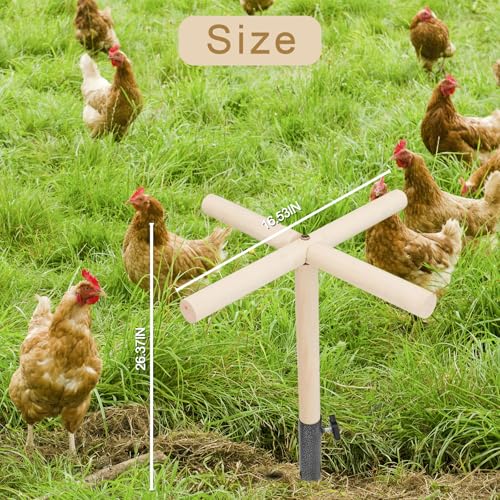 Chicken Perch Toy for Coop - Wooden Stand with Metal Plug - Backyard Poultry Accessory for Roosters, Chicks, Parrots - Fun Chicken Coop Swing