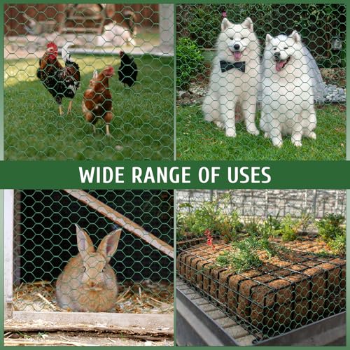 Chicken Wire for Floral Arrangements, 15.7x79in Green Mesh, 0.6in Hexagonal Galvanized PVC Coated Netting, Garden Fence for Crafts, Poultry, Plant Protection, DIY Projects