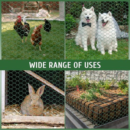 Chicken Wire for Floral Arrangements, 15.7x79in Green Mesh, 0.6in Hexagonal Galvanized PVC Coated Netting, Garden Fence for Crafts, Poultry, Plant Protection, DIY Projects