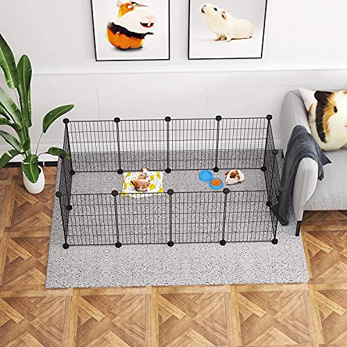 C&AHOME Pet Playpen, Small Animals Supplies, 12 Panels Exercise Playpens Cage, C Grids Portable Yard Fence Indoor, Ideal for Guinea Pigs, Puppy Pet Products, DIY Metal Playpens, 12" × 15" Black - color: Black, style: 12 Panels