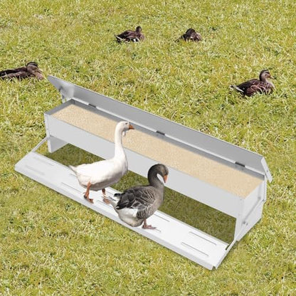 Automatic Galvanized Chicken Feeder, 22LBS Large Capacity Poultry Feeders Treadle Metal Treadle Feeder with Treads Non-Slip Grooves for Chickens Bantams Poultry Pheasants