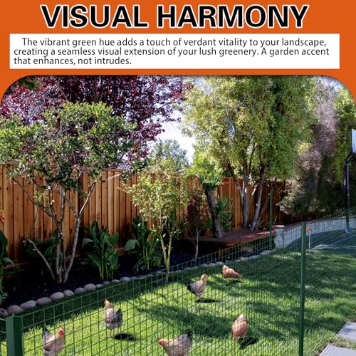 Hardware Cloth 1' 48in x 100ft Chicken Wire, Green Garden Fence, PVC Coated Metal Welded Wire Mesh for Preventing Snakes, Raccoons, Foxes, Poultry Netting - size: 1inx48inx100ft