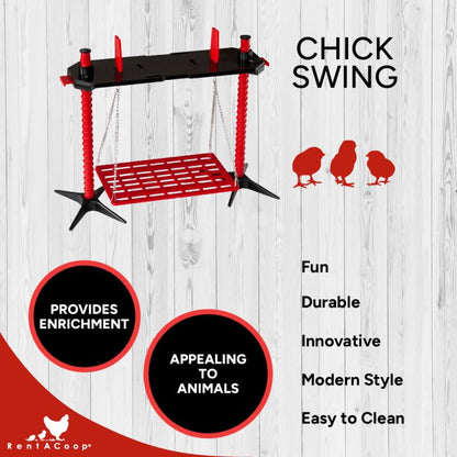 RentACoop Chick Swing and Versatile Chick Feeder Waterer and Accessory Stand Set
