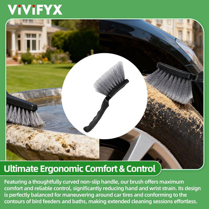 4PCS Professional Heavy Duty Cleaning Brushes Set for Bird Baths, Car Tires, Feeders, with Ergonomic Handles and Hanging Holes for Easy Storage