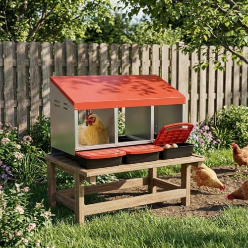 Chicken Nesting - color: Orange, size: 4 holes with legs