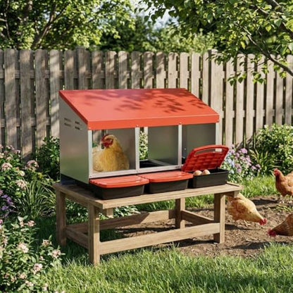 Chicken Nesting - color: Orange, size: 4 holes with legs